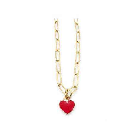 footchain steel gold red heart